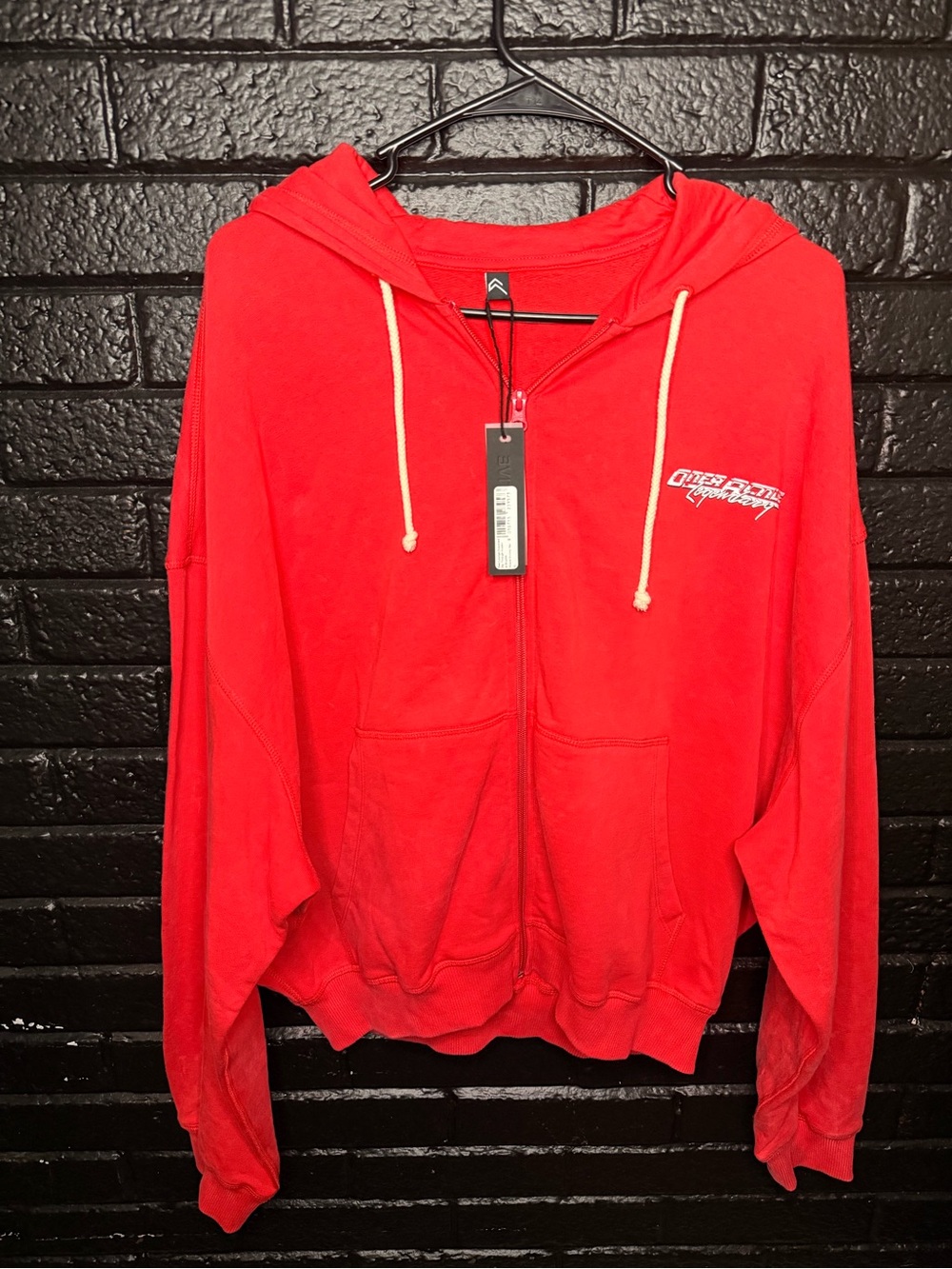 Oner Active Red Zip-Up Hoodie Jacket with Drawstring Hood